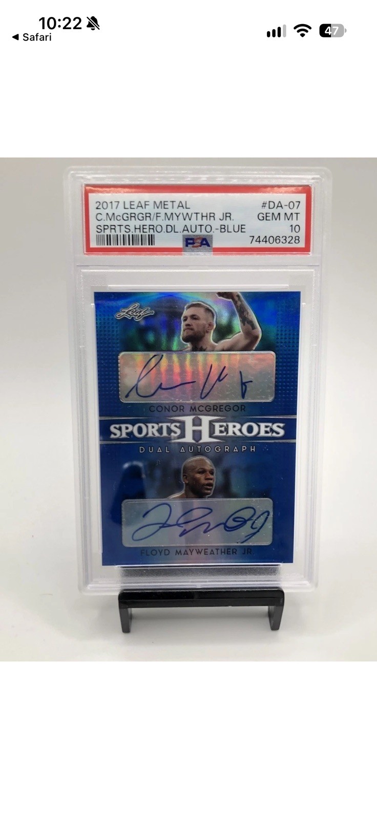 2017 Leaf Metal Conor McGregor/Floyd Mayweather Dual Auto /7 GEM MINT PSA 10
