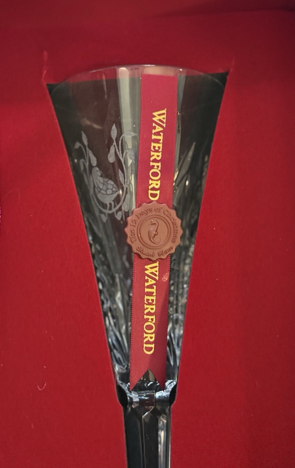 Waterford Crystal 12 Days of Christmas Partridge in a Pear Tree Flute With Charm
