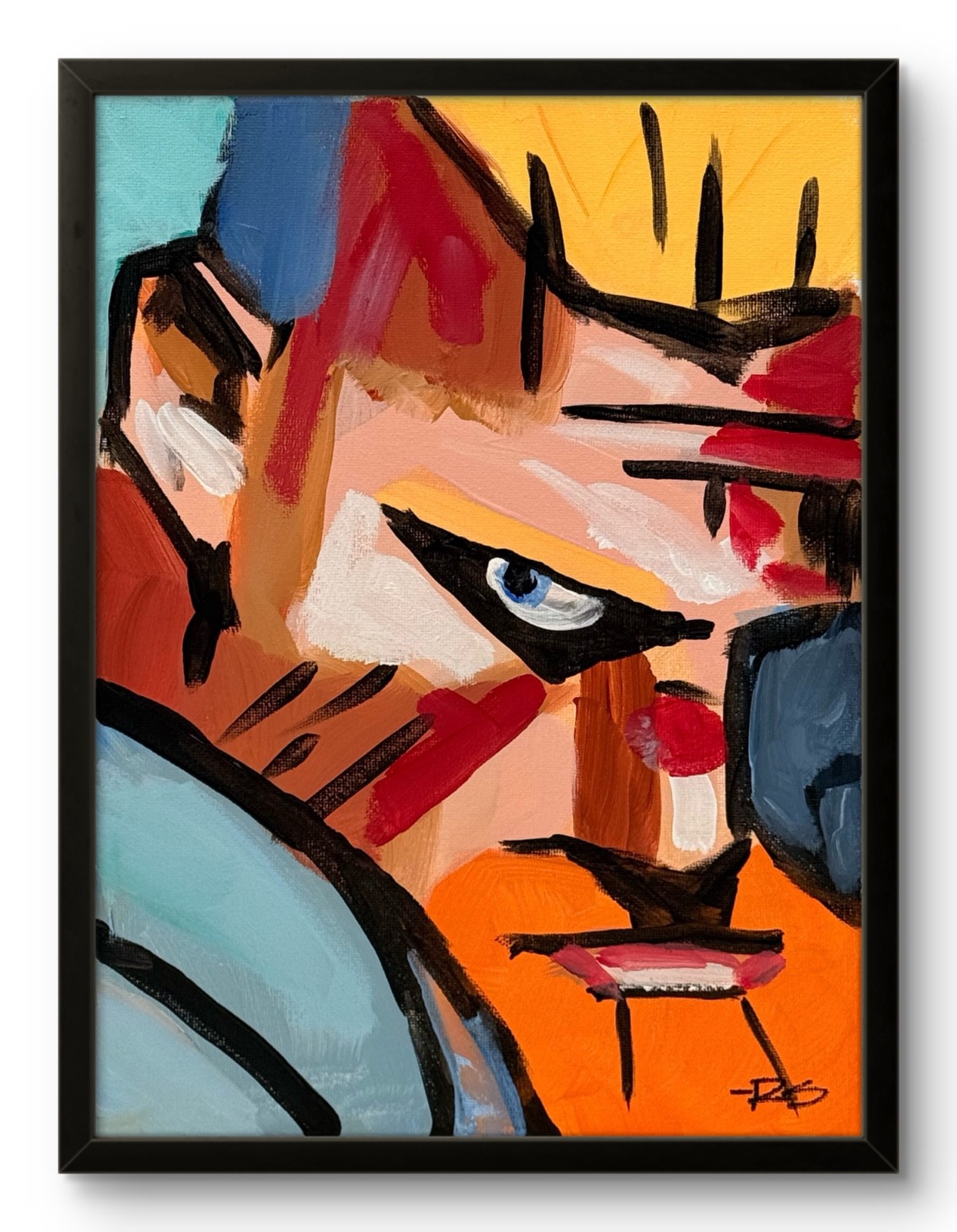 Original Acrylic 9x12 Expressionist Viking Signed Canvas Wall Art R Stevens