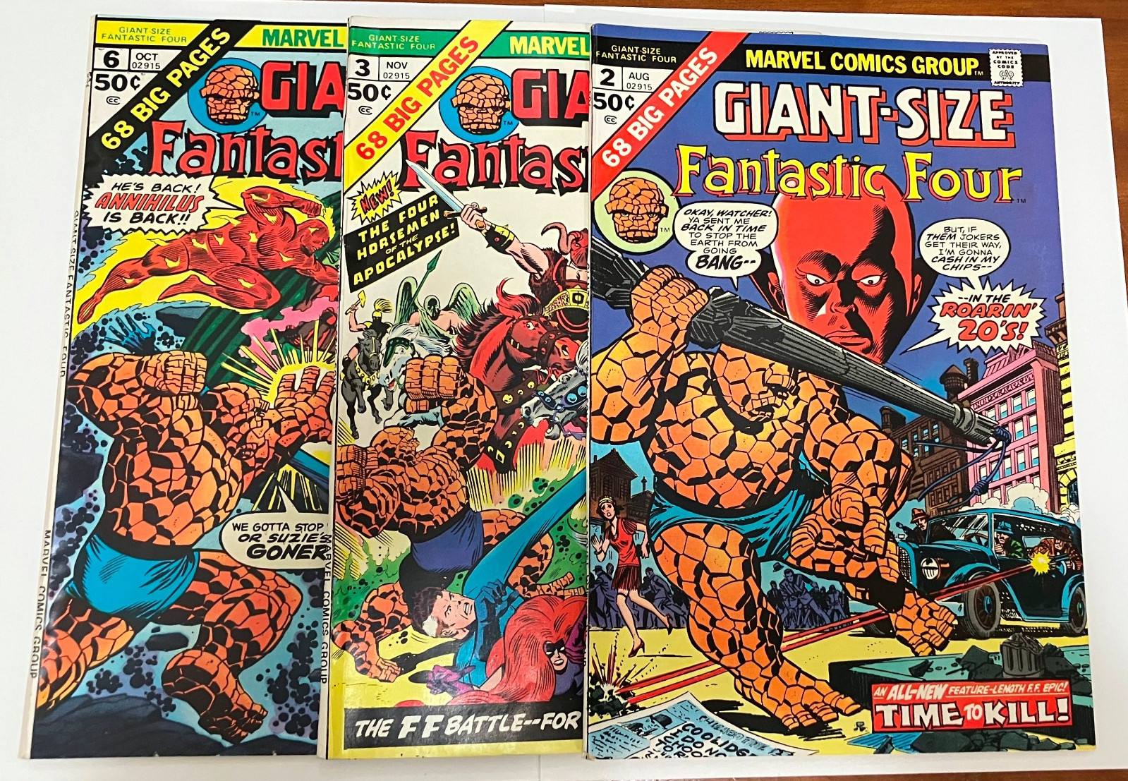 Giant-Size Fantastic Four # 2, 3, 6.    #2 – VF/NM;    #3 – F/VF;    #4 - VF