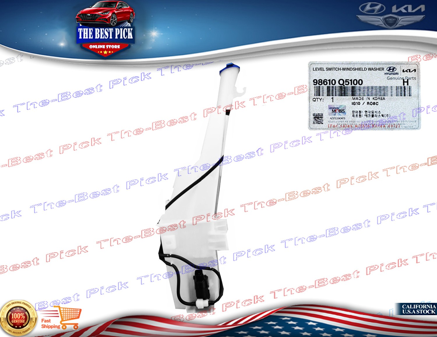 ⭐GENUINE⭐OEM Washer Windshield Reservoir + MOTOR 2020-2023 Kia Seltos 98610Q5100 ⭐GENUINE⭐OEM Washer Windshield Reservoir + MOTOR 2020-2023 Kia Seltos 98610Q5100