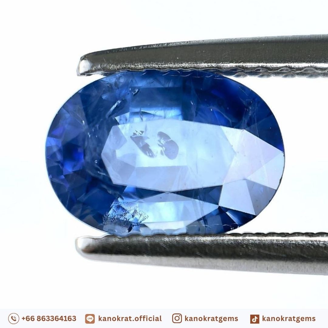 1.70 Cts Natural Ceylon Blue Sapphire Oval Sri Lanka Traditional Heated +Cert