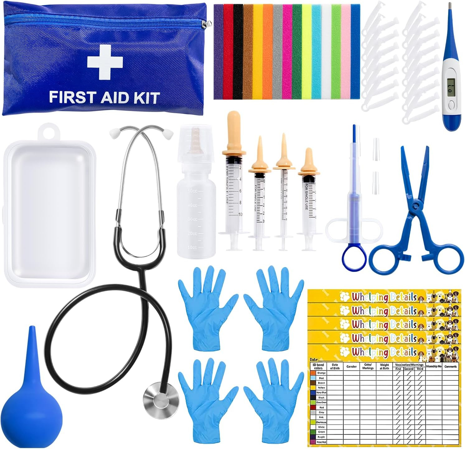 52Pcs Puppy Whelping Kit, Newborn Pets Whelping Supplies with 4 Puppy Feeding Tu