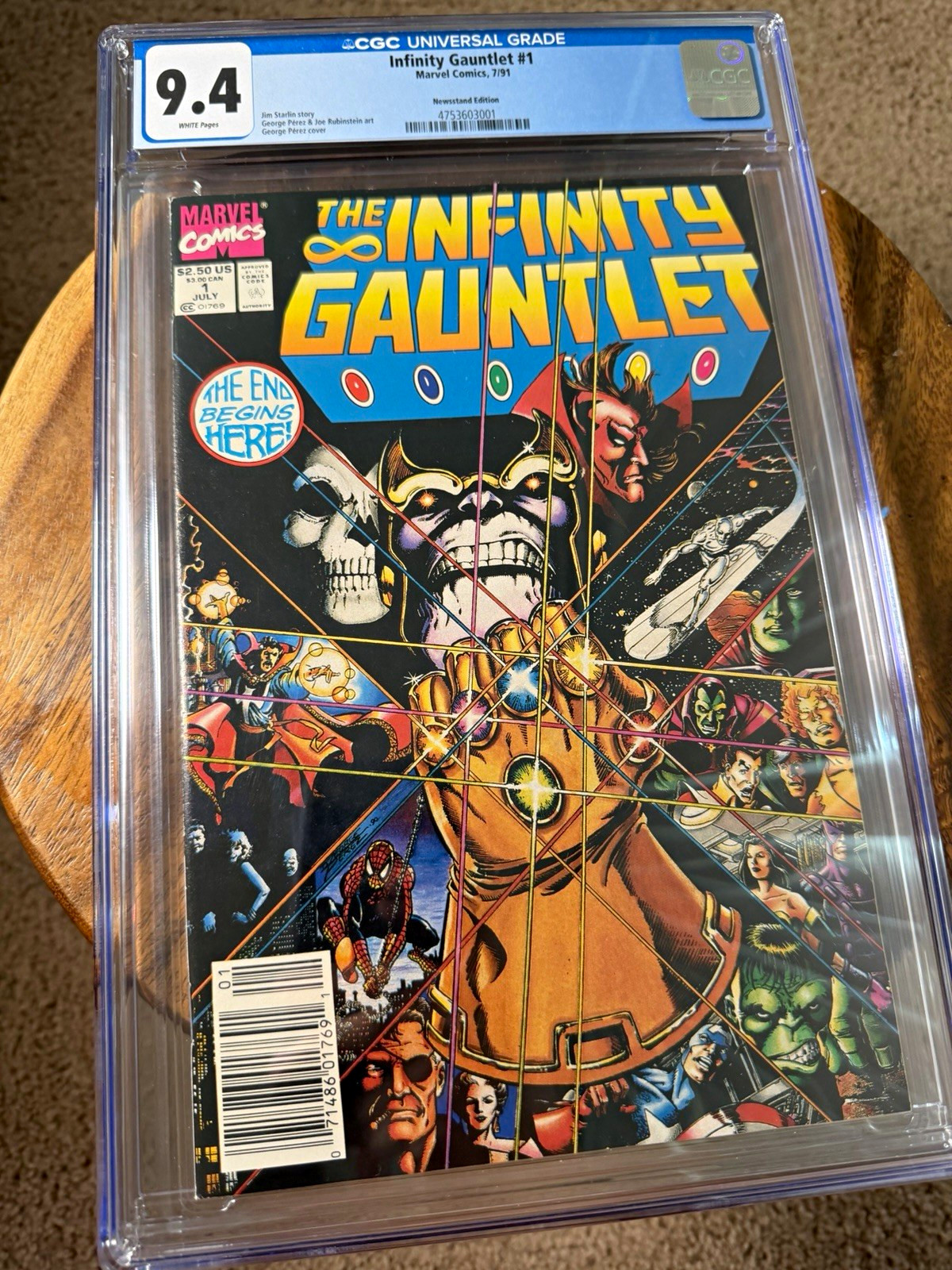 Marvel Infinity Gauntlet #1 CGC 9.4 Near Mint Newsstand Edition (1991) Marvel Infinity Gauntlet #1 CGC 9.4 Near Mint Newsstand Edition (1991)