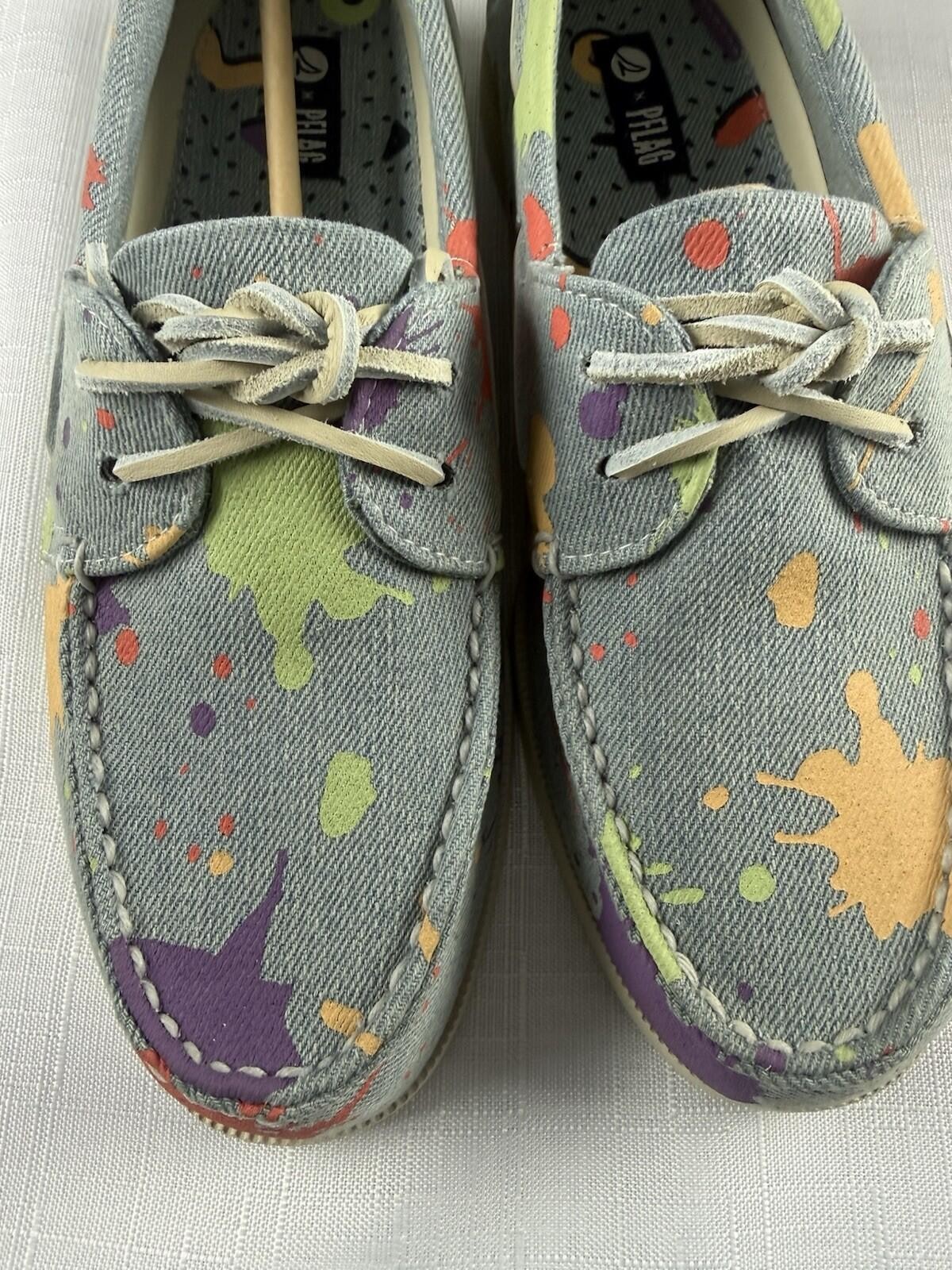 Sperry Top-Sider x PFLAG Pride Boat Shoes Men’s Size 10 Denim Paint Splatter NIB Sperry Top-Sider x PFLAG Pride Boat Shoes Men’s Size 10 Denim Paint Splatter NIB