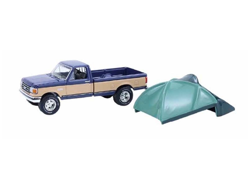 1987 Ford F-150 XLT Lariat - Blue w/ Tent 1:64 Scale Model - Greenlight 38080D 1987 Ford F-150 XLT Lariat - Blue w/ Tent 1:64 Scale Model - Greenlight 38080D