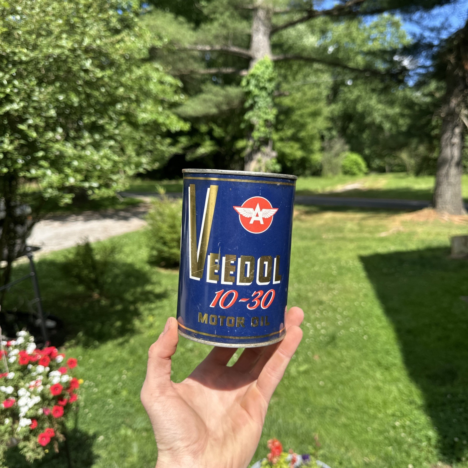 Vintage Veedol Flying A 10-30 Motor Oil Can Quart Empty Top & Bottom Lid- Mint Vintage Veedol Flying A 10-30 Motor Oil Can Quart Empty Top & Bottom Lid- Mint