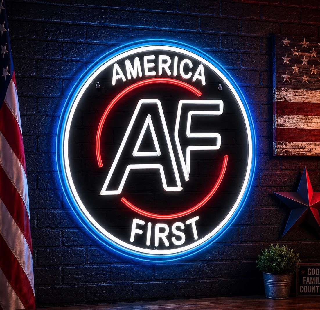 AMERICA FIRST NICK FUENTES NEON SIGN STICKER AMERICAN WANGHAF CONSERVATIVE AMERICA FIRST NICK FUENTES NEON SIGN STICKER AMERICAN WANGHAF CONSERVATIVE