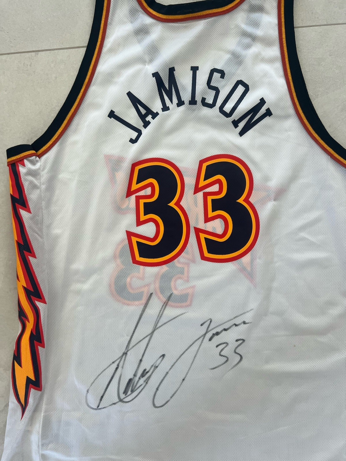 NWT VTG 90s NBA Champion Golden State Warriors Antawn Jamison Jersey 48 Signed NWT VTG 90s NBA Champion Golden State Warriors Antawn Jamison Jersey 48 Signed