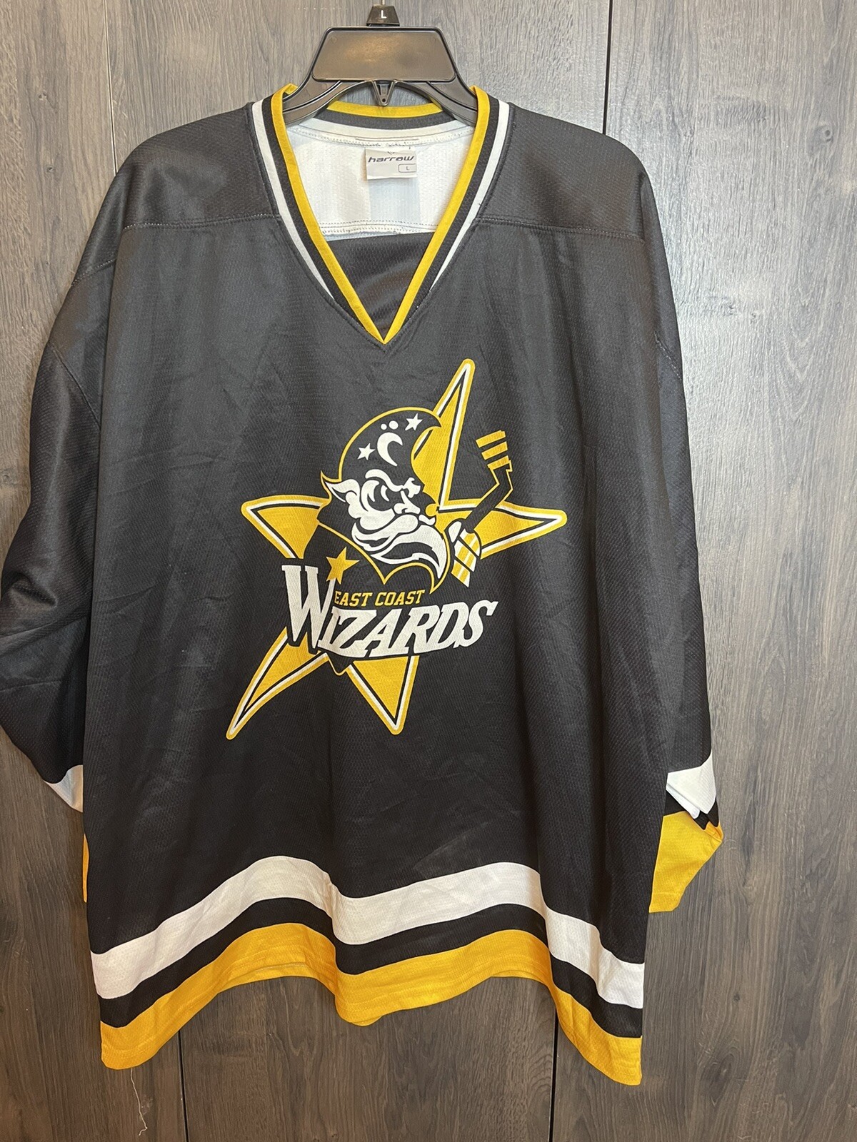 Vintage East Coast Wizards #15 Hockey Men\'s Jersey Adult Large Black Medford Ma