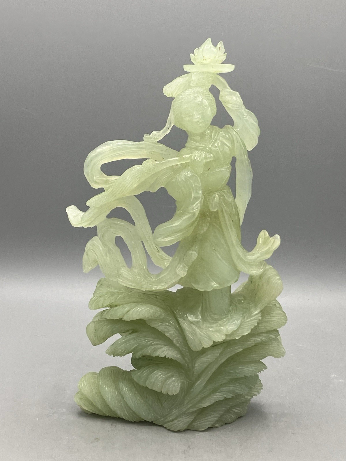 Vintage Chinese Hand Carved Jade/Serpentine Stone Guanyin Goddess Sculpture 9 Vintage Chinese Hand Carved Jade/Serpentine Stone Guanyin Goddess Sculpture 9