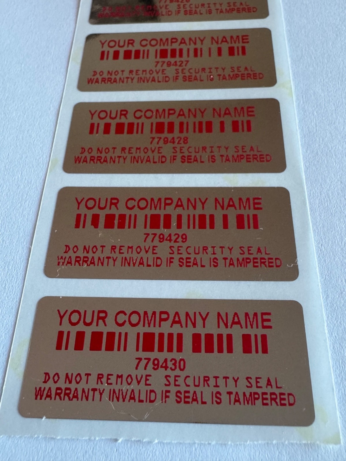 [QTY 250] CUSTOM RED PRINTED WARRANTY TAMPER EVIDENT VOID STICKERS LABELS