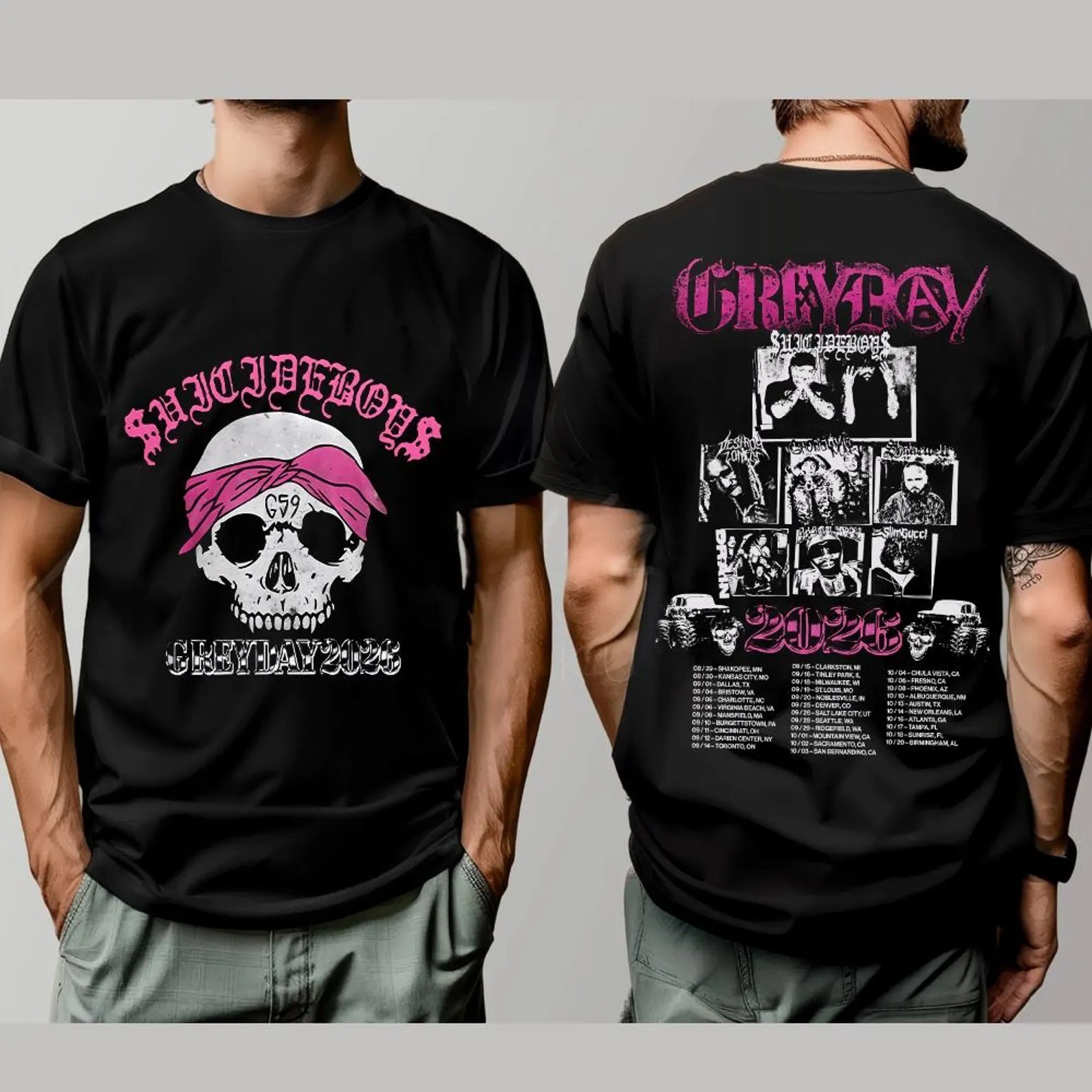 $uicideboy$ Grey Day Tour 2026 Concert T-Shirt