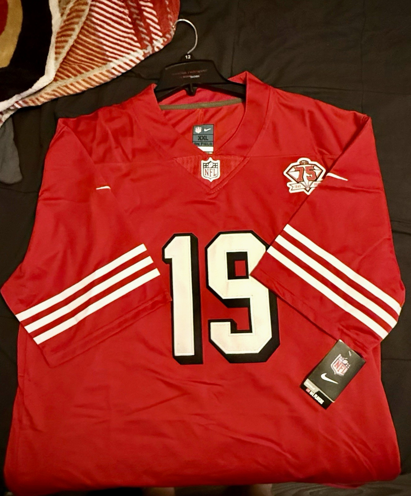 NWT Nike San Francisco 49ers Deebo Samuel #19 Red NFL Jersey XXL 75th Patch