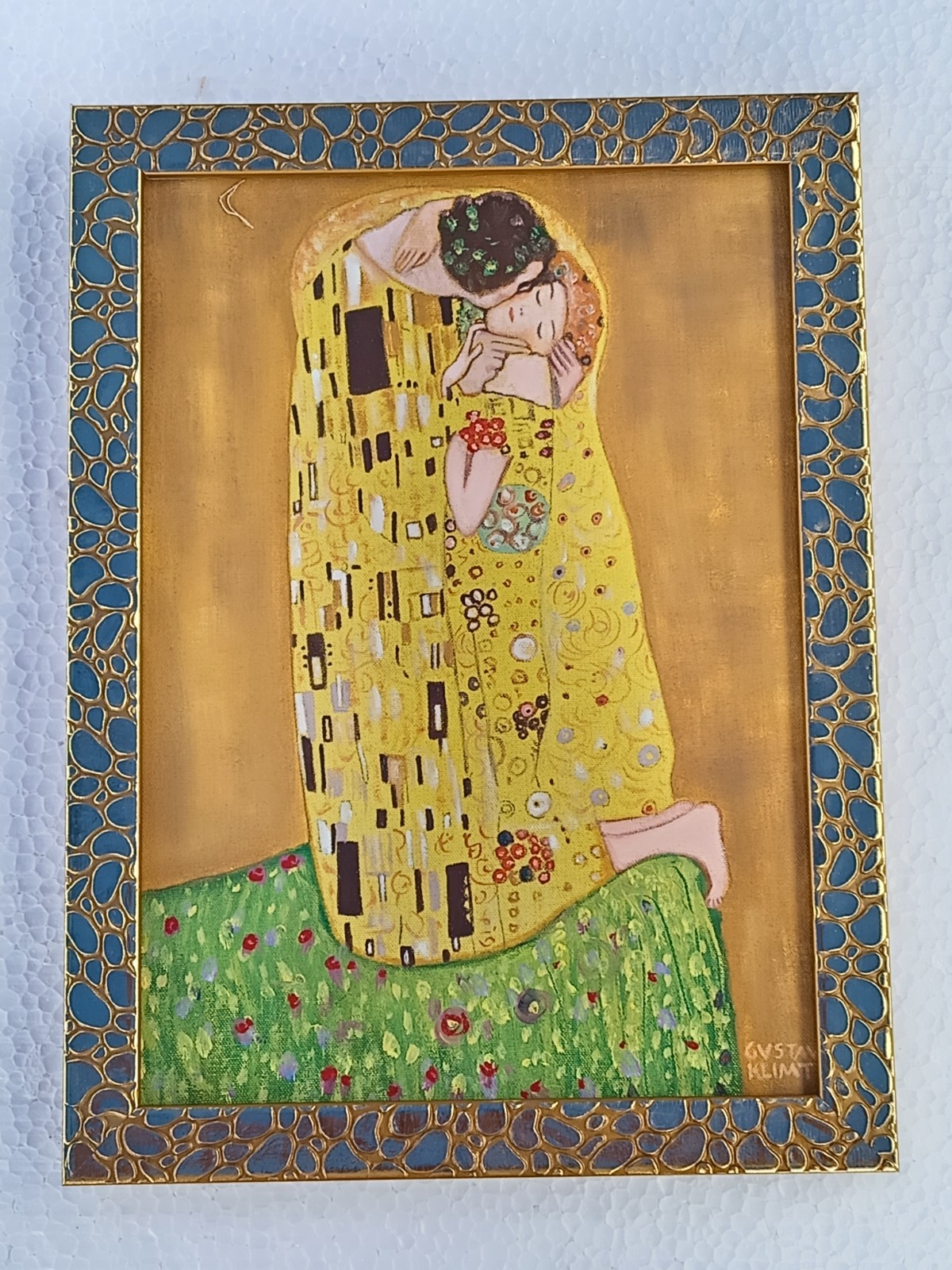 Gustav Klimt , Painting Oil On Canvas , signed stamped vintage.