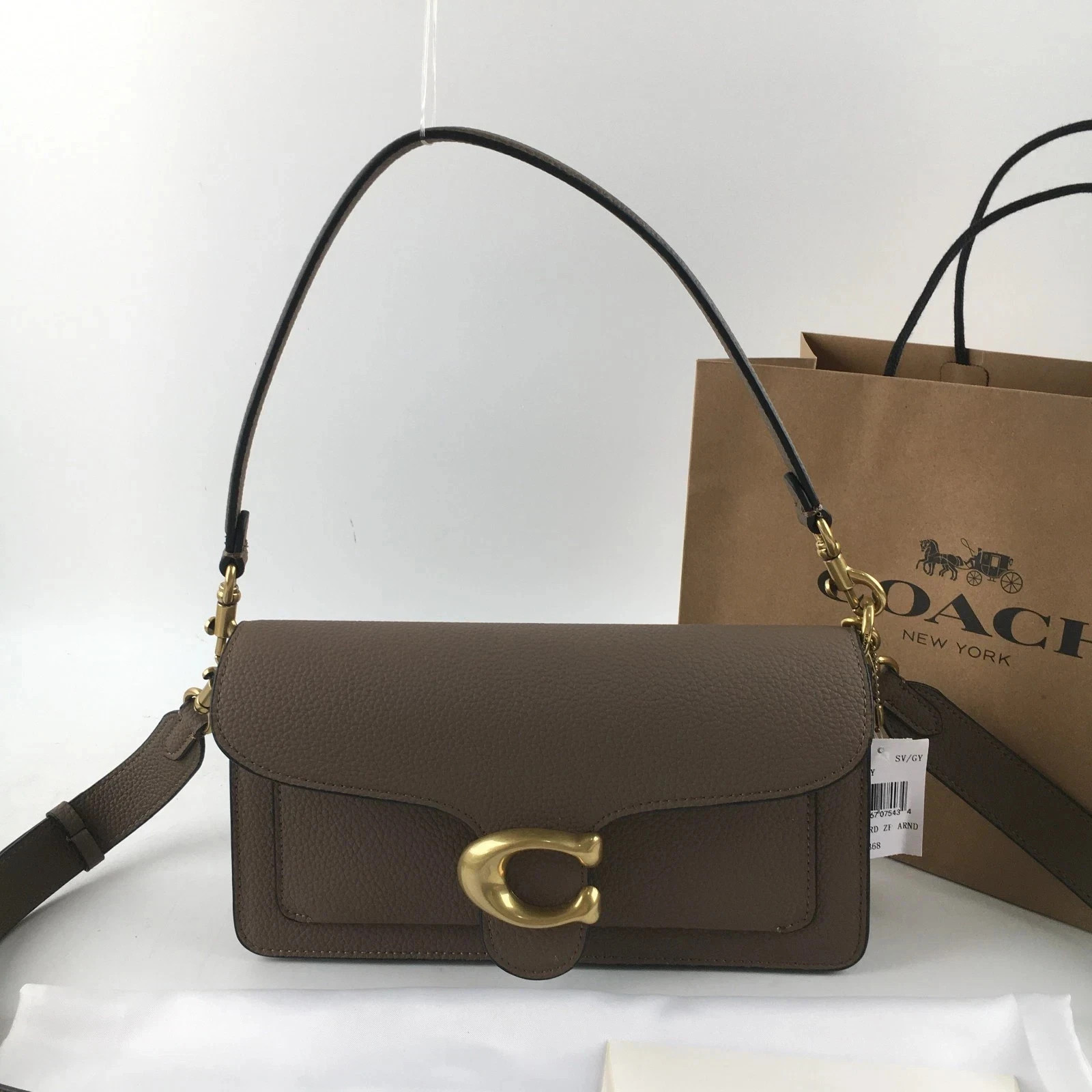 NWT COACH CH857 Tabby Shoulder Bag 26 Pebble Leather Embossed Gray New Outlet