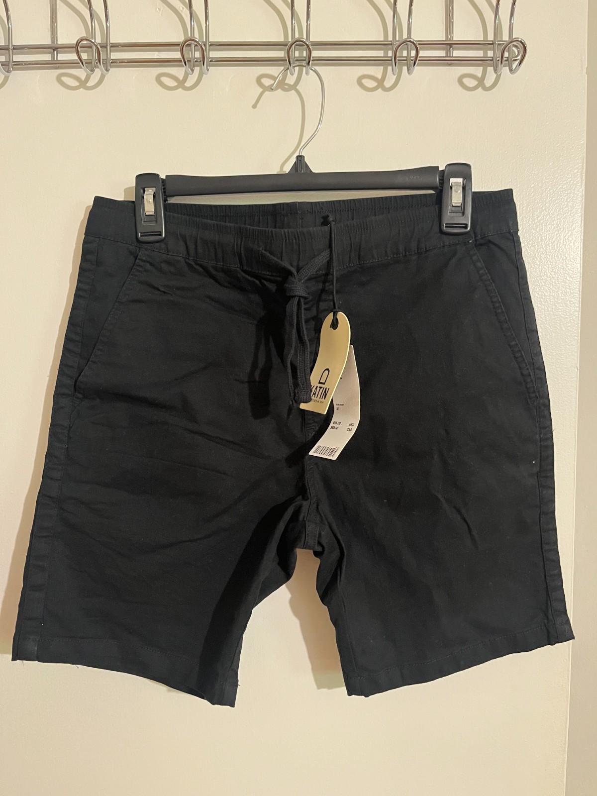 NWT Katin Men\'s Trails Shorts 7inch Elastic Waist Drawstring (Black Size M)