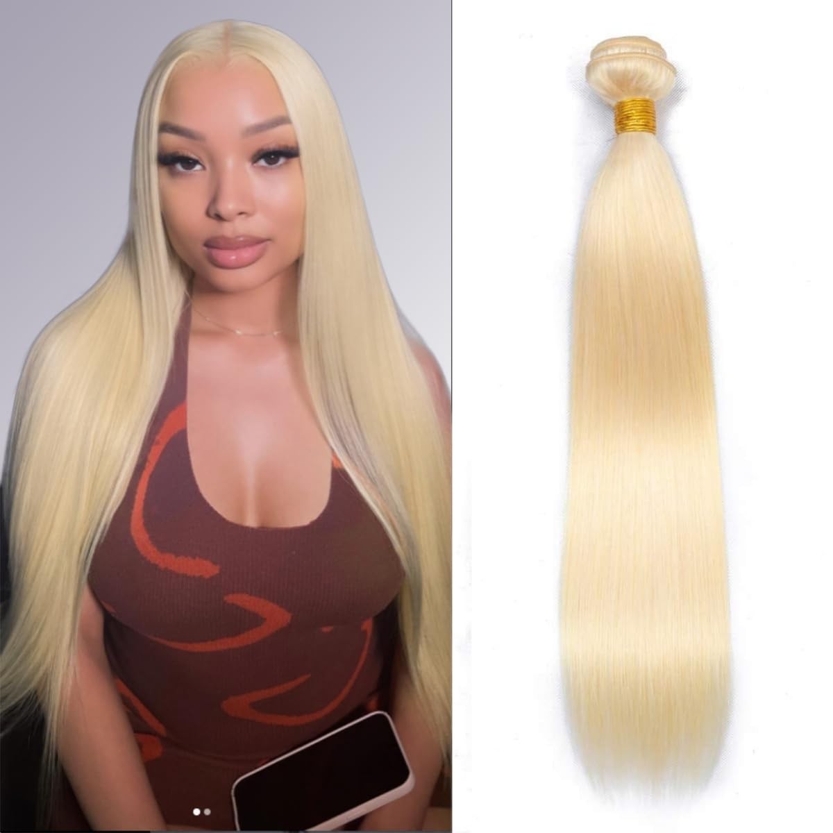LAPONDAI 613 Blonde Brazilian Straight Human Hair 28 Inch 1 Bundle 100g