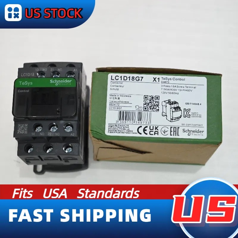 1PC LC1D18G7 Schneider New Contactor 3-Phase 3NO 120VAC 50/60Hz Coil US CA Stock