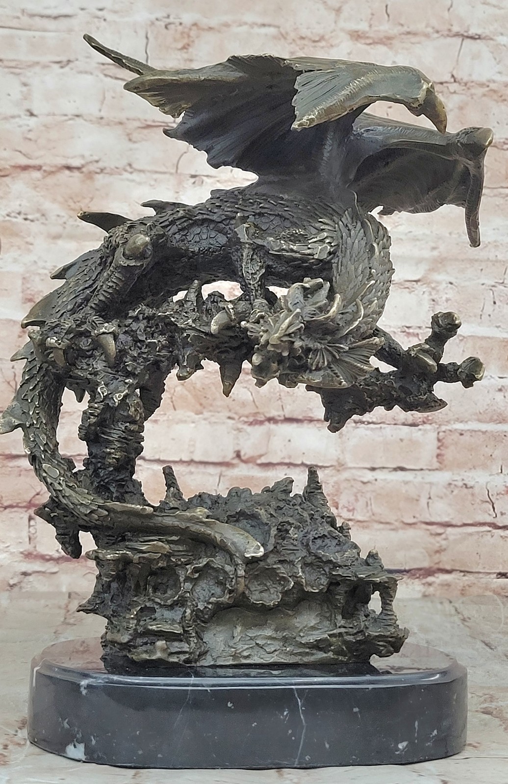 Fantasy Dragon bronze sculptures by Miguel Lopez (Milo) Hand Made Masterpiece NR