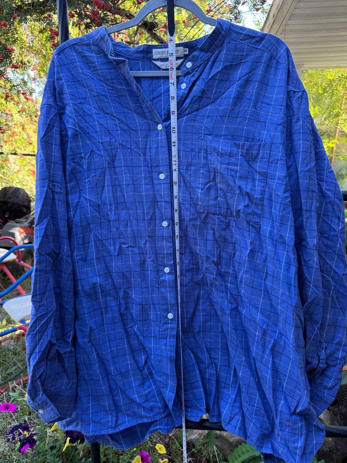 Just Right Women\'s Blue Checkered Cotton Shirt Size 4X