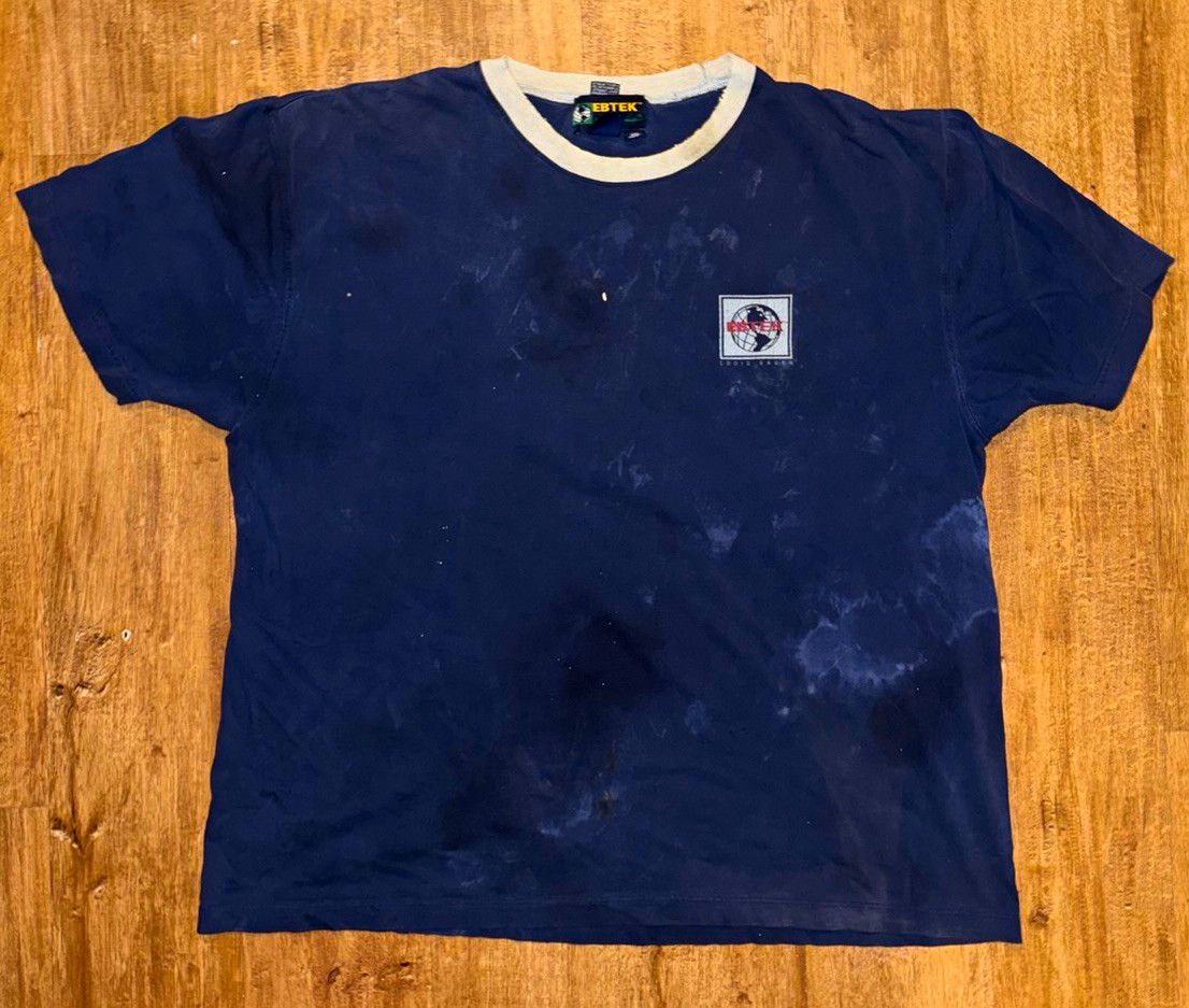 Vintage Eddie Bauer EBTEK 90s ringer tee distressed faded stained
