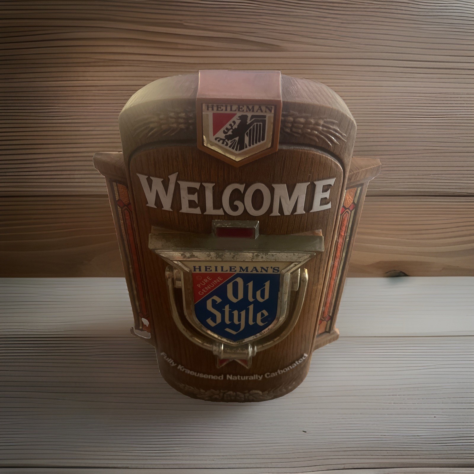 Vintage 1978 Heileman's Old Style Door Knocker Welcome Lighted Beer Sign J1