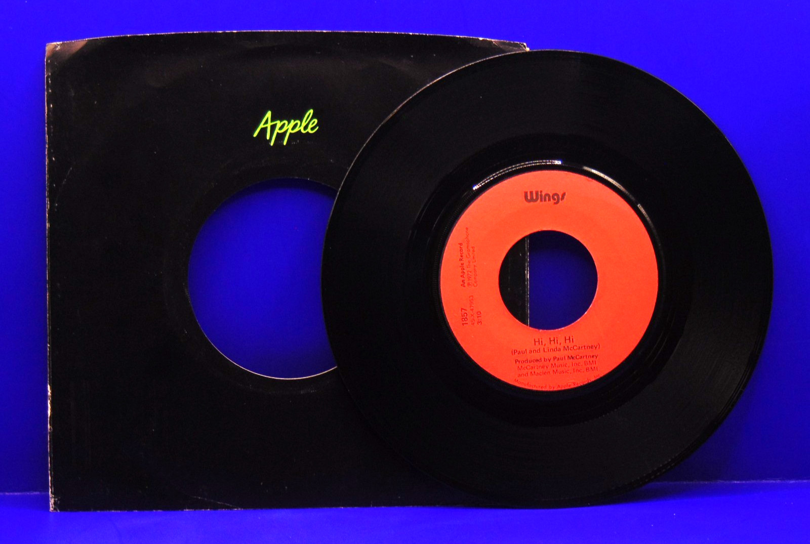 PAUL & LINDA McCARTNEY  Hi, Hi, Hi  45 RPM  APPLE 1857  NEAR MINT+