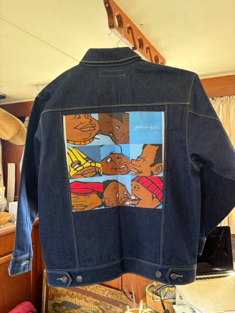 Vintage Platinum FUBU Fat Albert Denim Jacket Mens Dark Wash 2000 Hip Hop MED