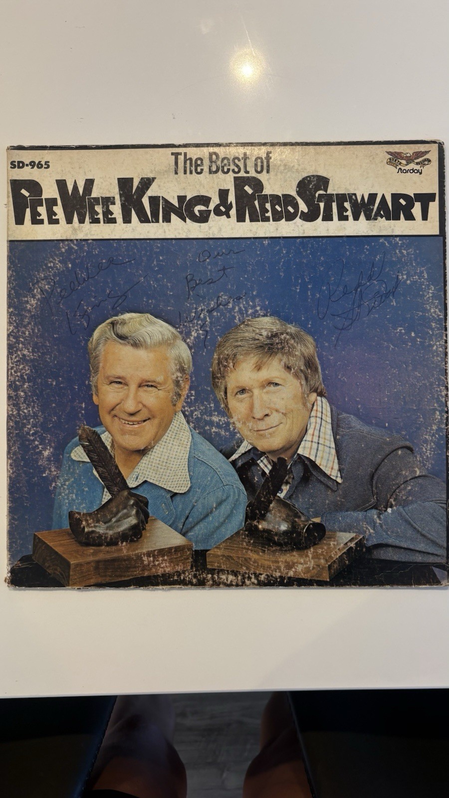 Pee Wee King & Redd Stewart Autographed LP Best Of 1975 Starday SD-965 Vinyl