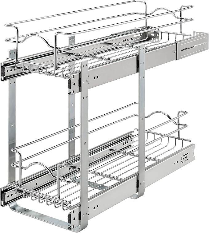 2-Tier Kitchen Cabinet Pullout Shelf & Drawer Organizer, 9x22 In, Pantry Storage