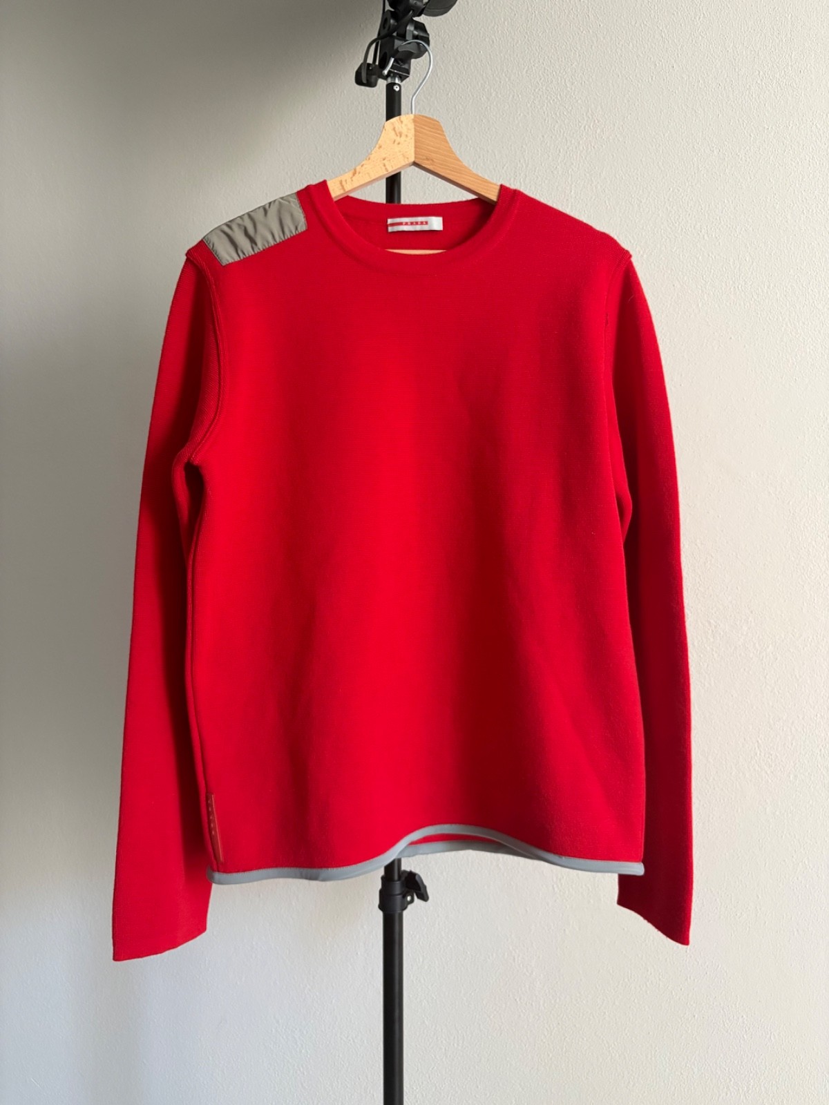 Vintage Prada Sport Linea Rossa Technical Wool Sweater Red