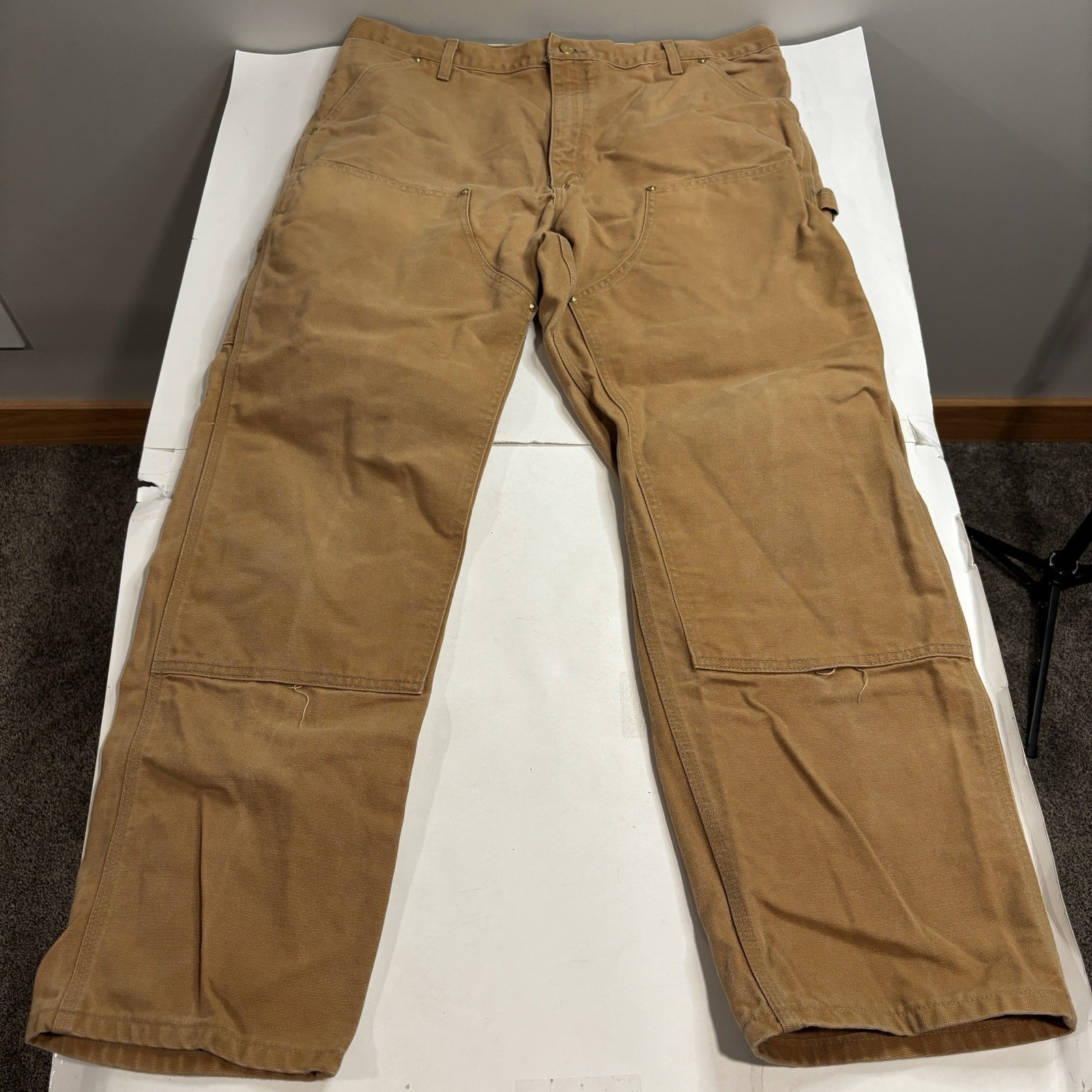 Vintage Carhartt B01 BRN Double Knee Carpenter Duck Canvas Work Pants 40x32 USA