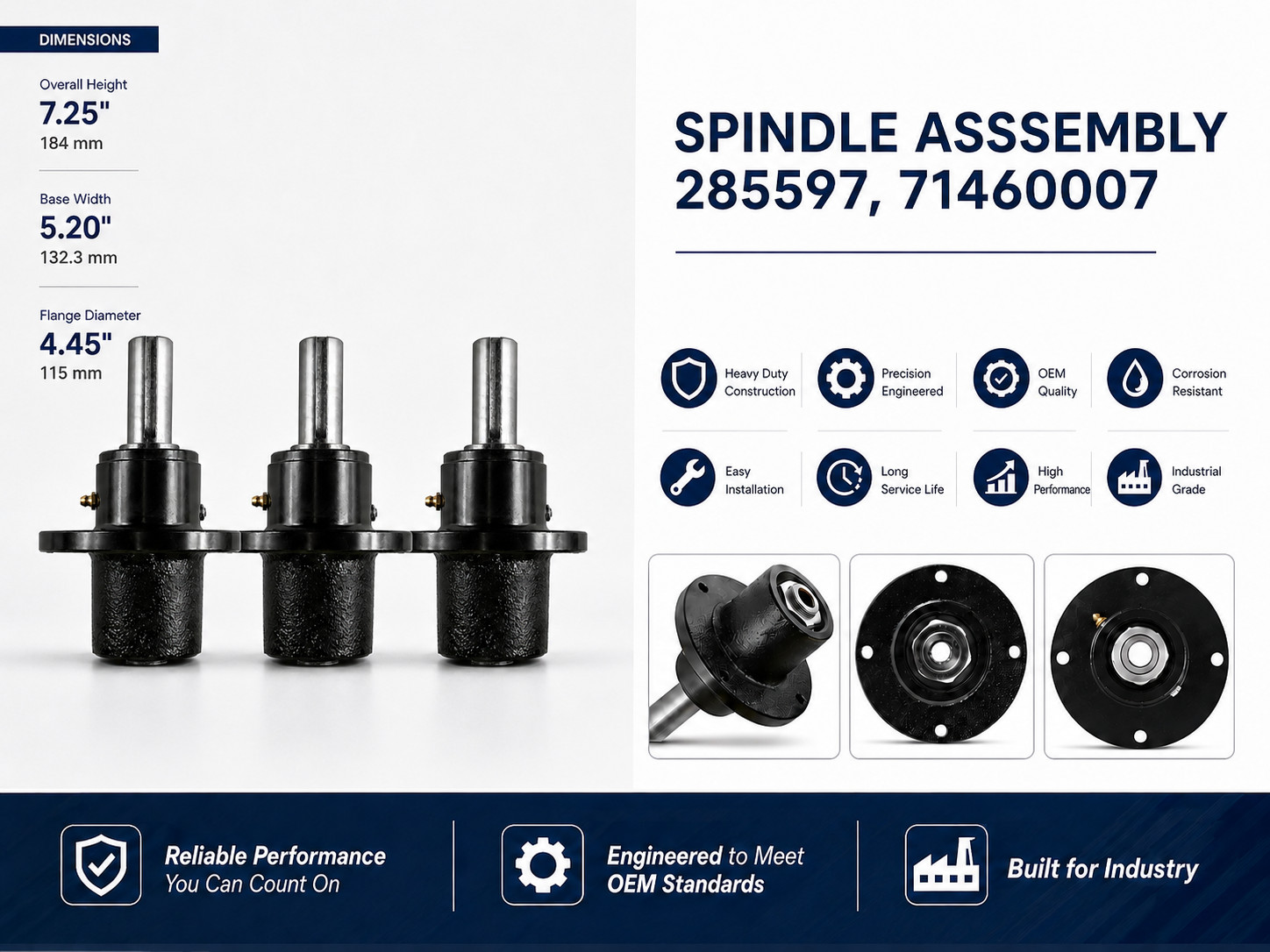 3PC  Spindle Assembly for Scag Mower Deck 43644 43294 461663 46631 285597