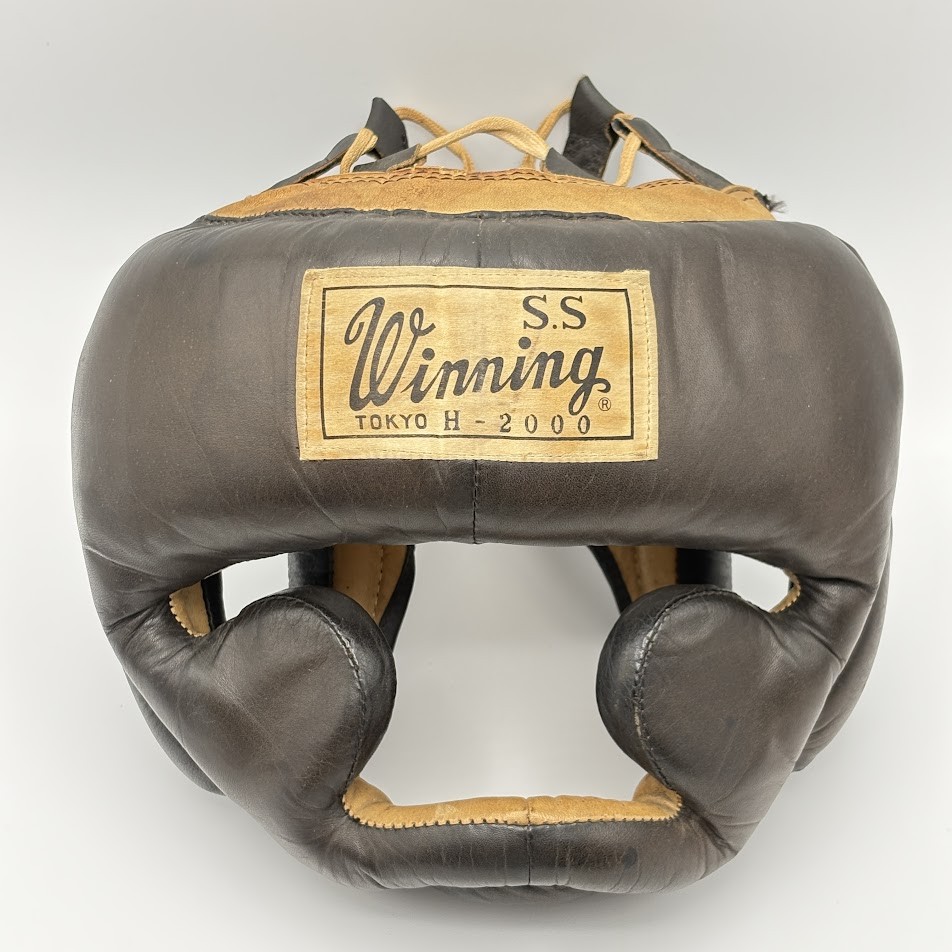 Winning Vintage Boxing Head gear H-2000 Black Old Logo Authentic JAPAN Used Rare