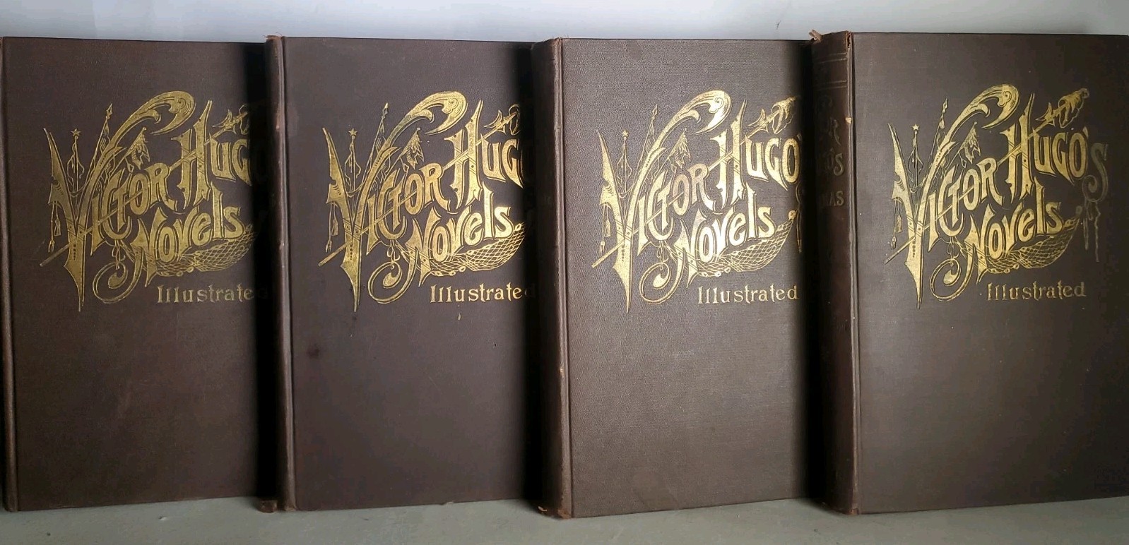 Antique 1894 Victor Hugo Novels & Dramas Illustrated 4-Volume Set I III IV V
