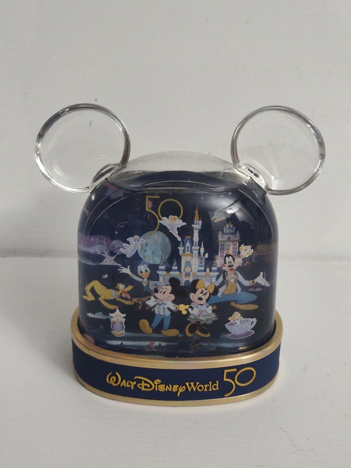 Walt Disney World 50th Anniversary Snow Globe Mickey Minnie Pluto Goofy Donald