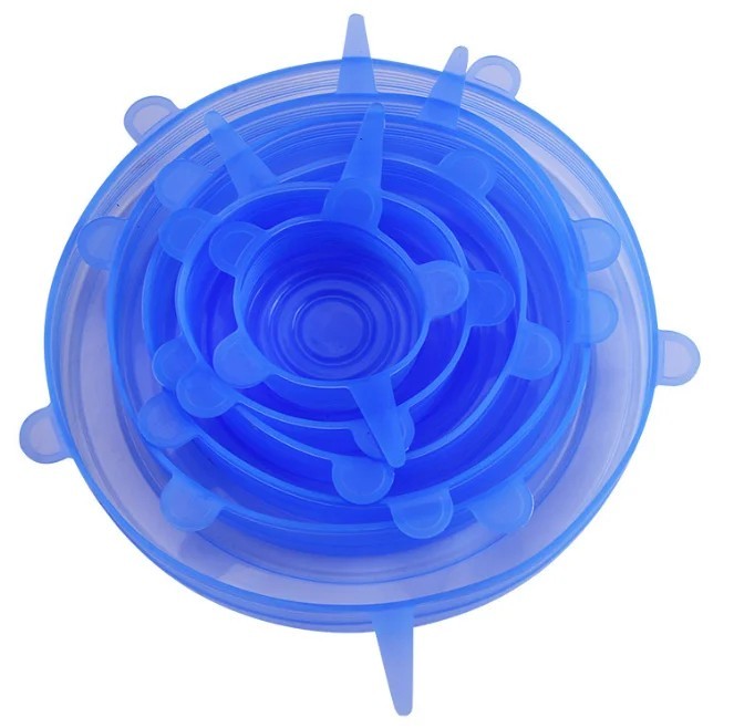 6Pcs Stretch Silicone Lids Bowl Reusable Kitchen Food Storage Wrap Sealing Cover