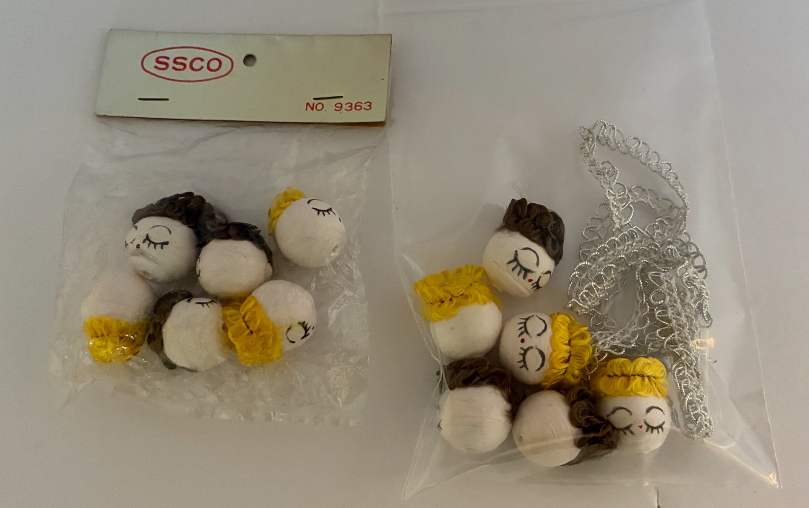 Vtg Spun Cotton Christmas Angel 12 Doll Heads Hair 9363 Japan SSCO New & Open Vtg Spun Cotton Christmas Angel 12 Doll Heads Hair 9363 Japan SSCO New & Open