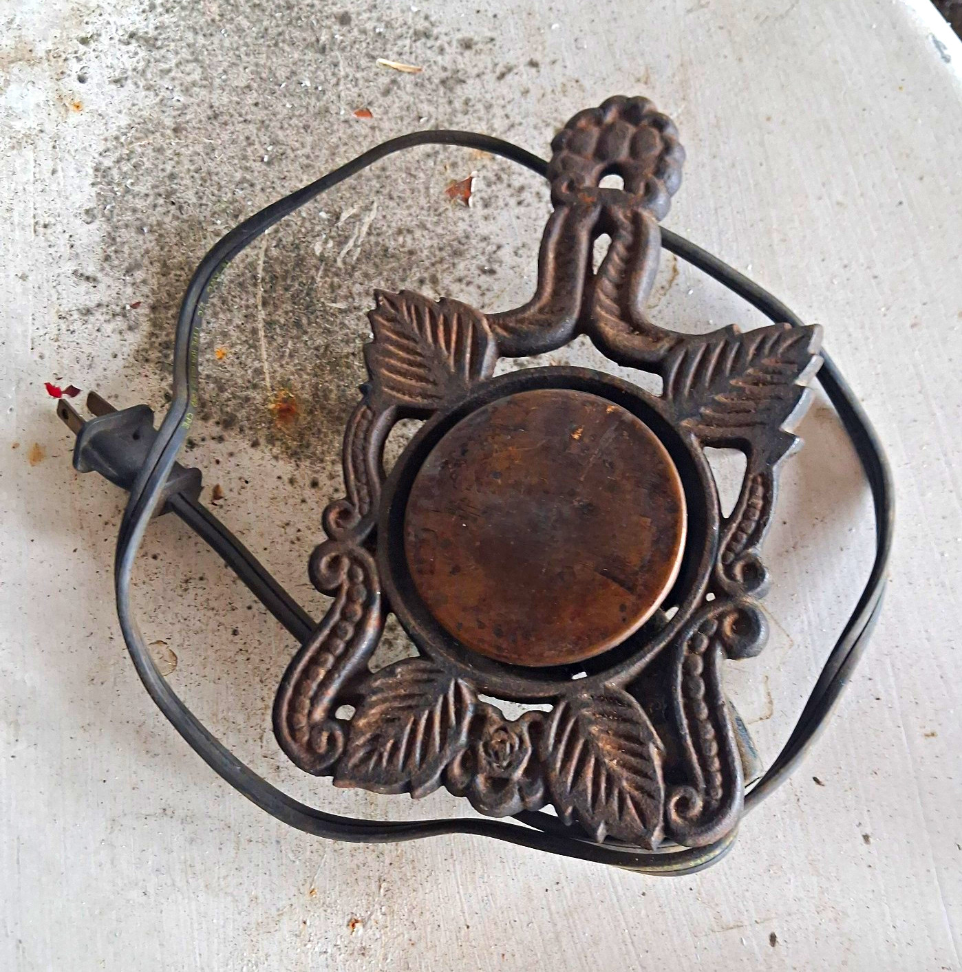 50s 60s Vintage Paragon  Electric Trivet Cast Iron Copper HOT Plate WORKS