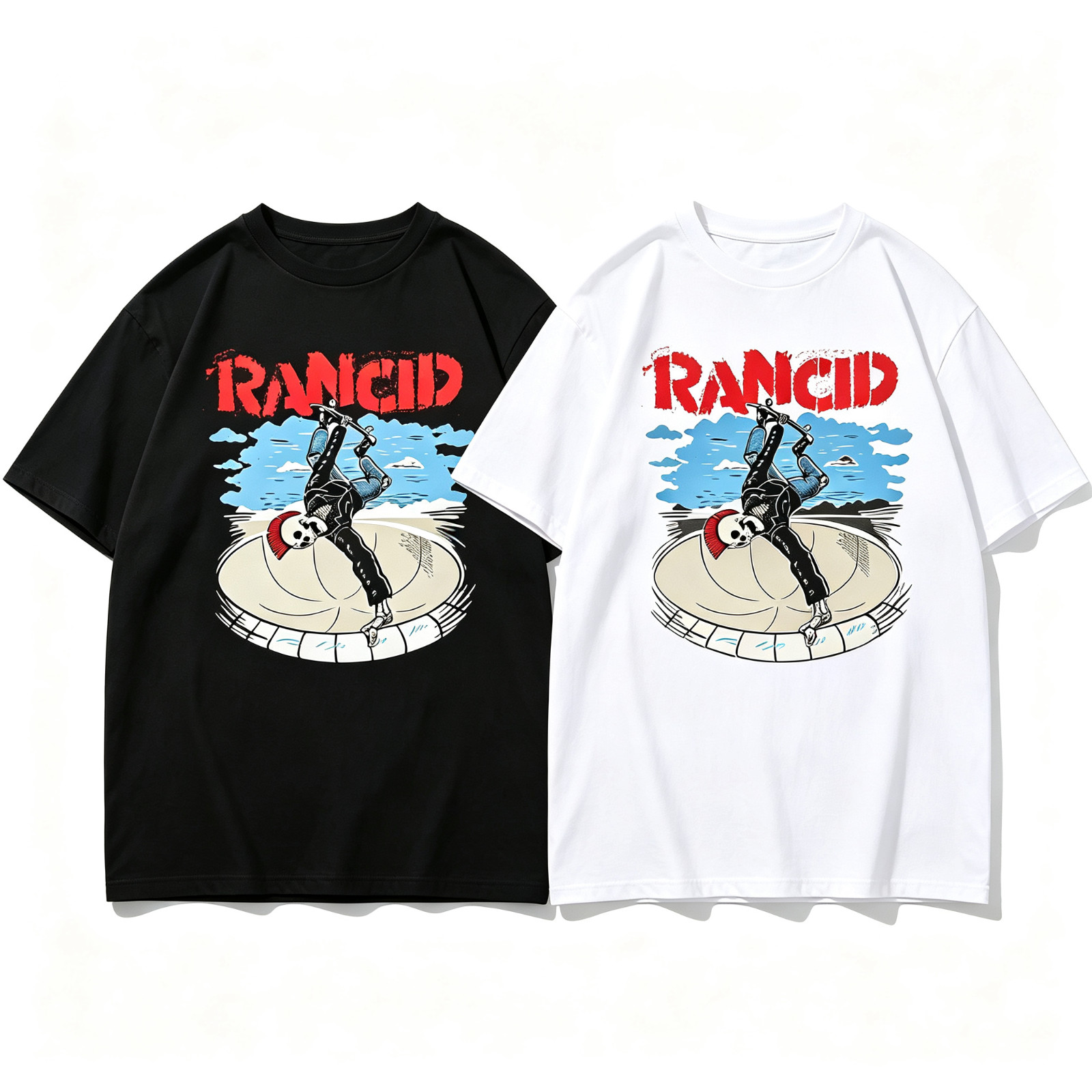 Rancid Skeleton Skater Punk Rock Graphic T-Shirt SIZE S-5XL