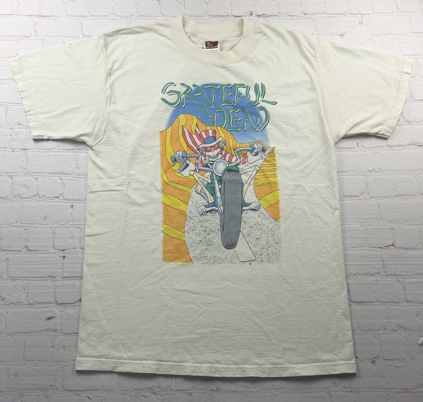 Vintage 1998 Grateful Dead Shirt Men\'s L Biker Skeleton Graphic Band Tee 90s USA