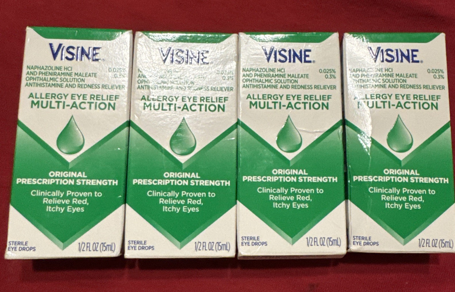4 Pack Visine Allergy Eye Relief Multi-Action Redness Reliever Drops EX 10/ 2026 4 Pack Visine Allergy Eye Relief Multi-Action Redness Reliever Drops EX 10/ 2026