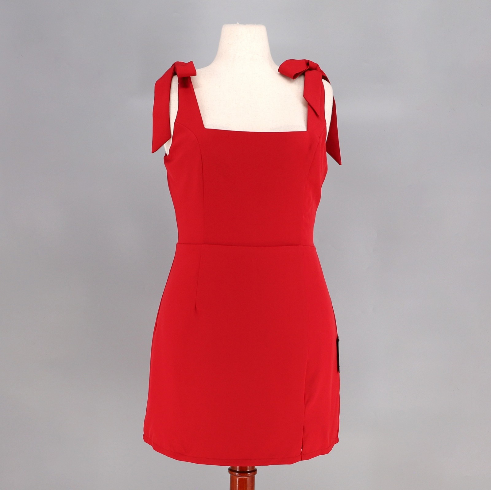 NWT LULUS Your Sweetie Tie-Strap Mini Dress A-Line Stretch Wine Red Size L