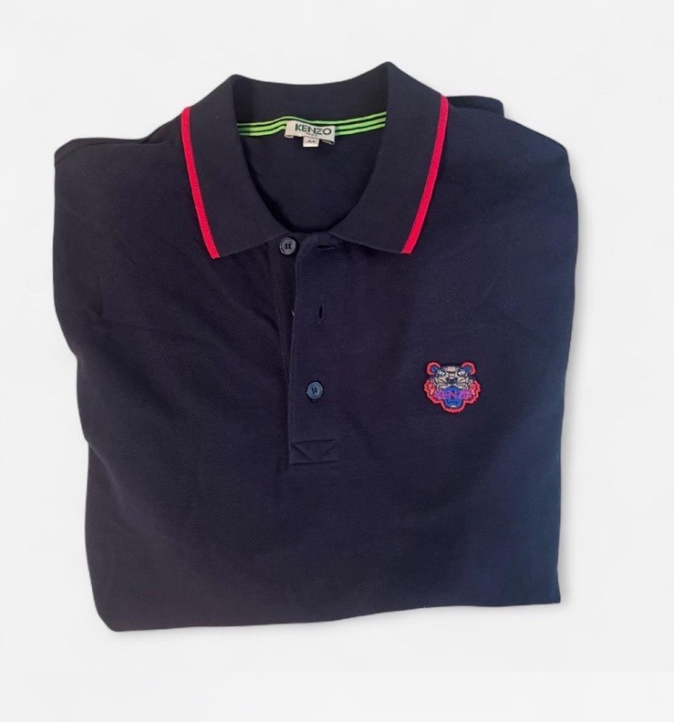 Kenzo Paris Men\'s Blue Short Sleeve Polo Shirt, Size Medium, Pure Cotton Kenzo Paris Men\'s Blue Short Sleeve Polo Shirt, Size Medium, Pure Cotton