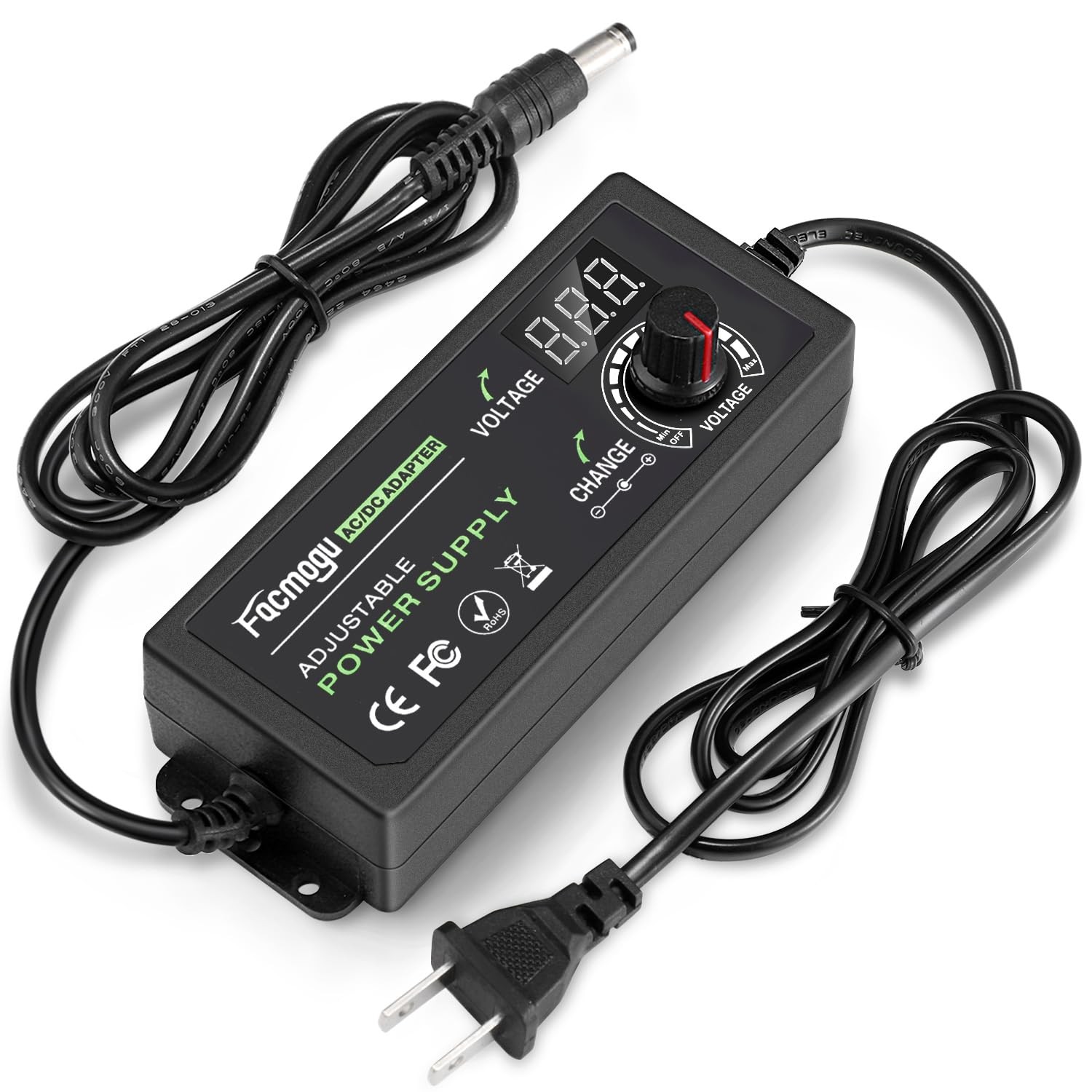 Adjustable 3V-12V 5A 60W Power Supply with LED Display, Universal AC/DC Adapter Adjustable 3V-12V 5A 60W Power Supply with LED Display, Universal AC/DC Adapter