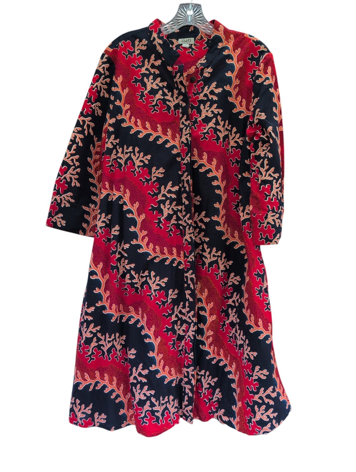 Zuri Life Aquatic Dress L Coral Navy African Kitenge Cotton Shirt Dress Pockets Zuri Life Aquatic Dress L Coral Navy African Kitenge Cotton Shirt Dress Pockets