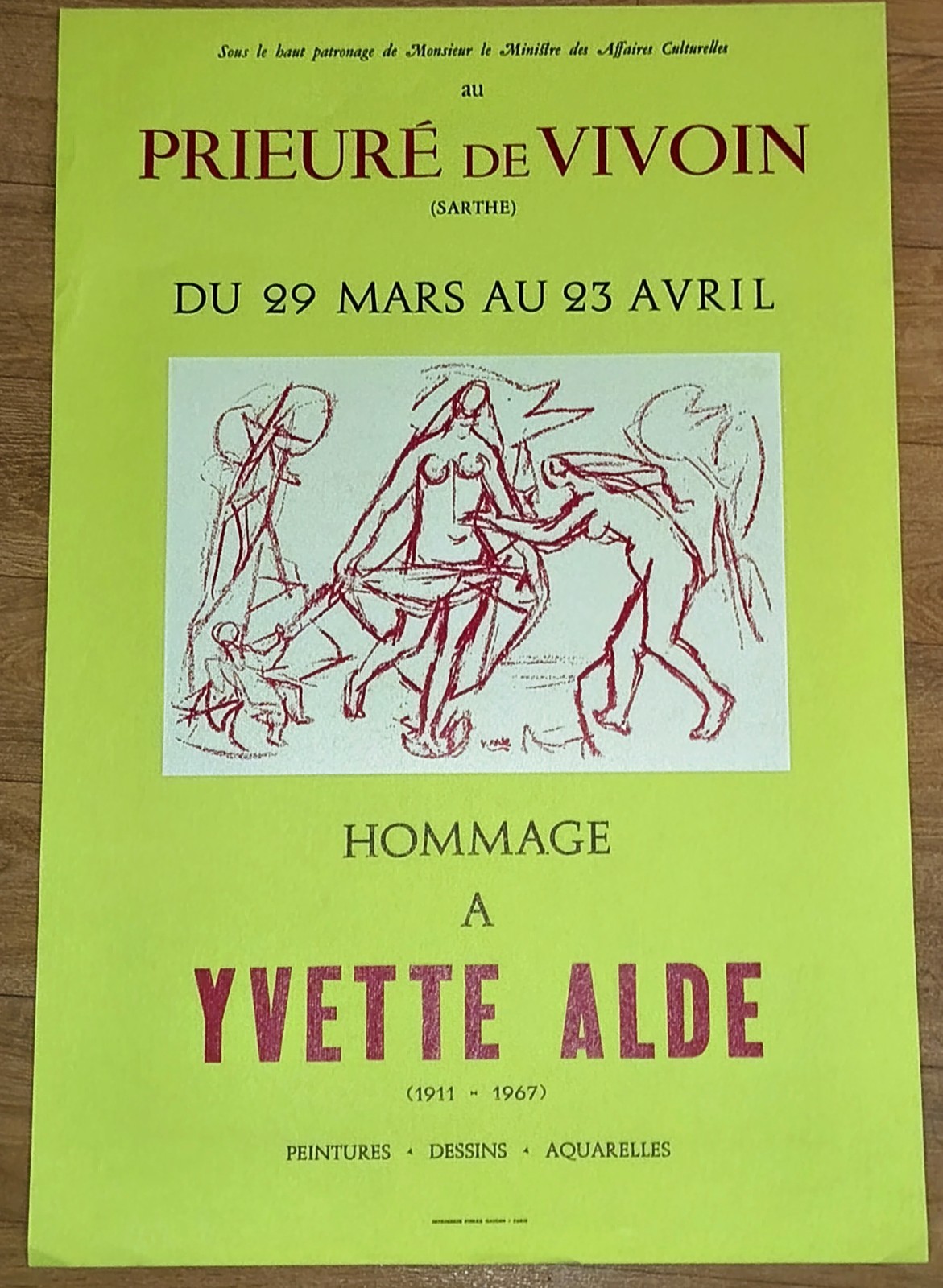 Vintage Exhibition Poster - Tribute to Yvette Alde (52x43 cm)