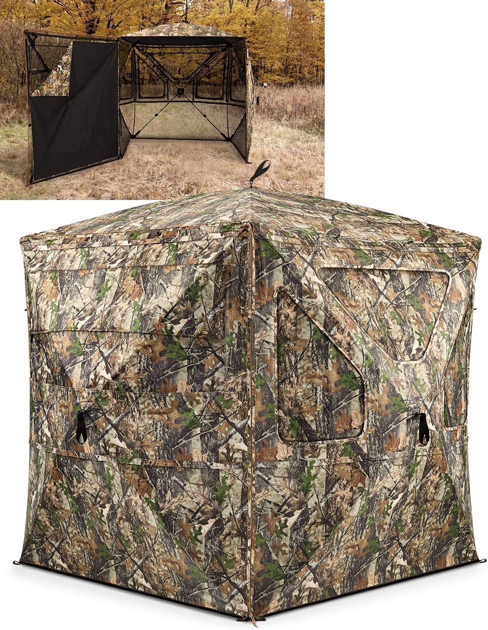 Hunting Blind 360 See Through, Pop Up Ground Blind with Large Door