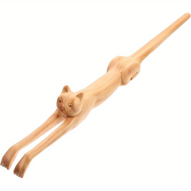 Wooden Cat Shaped Back Scraper, Manual Massage Tool, Manual Back Scratcher